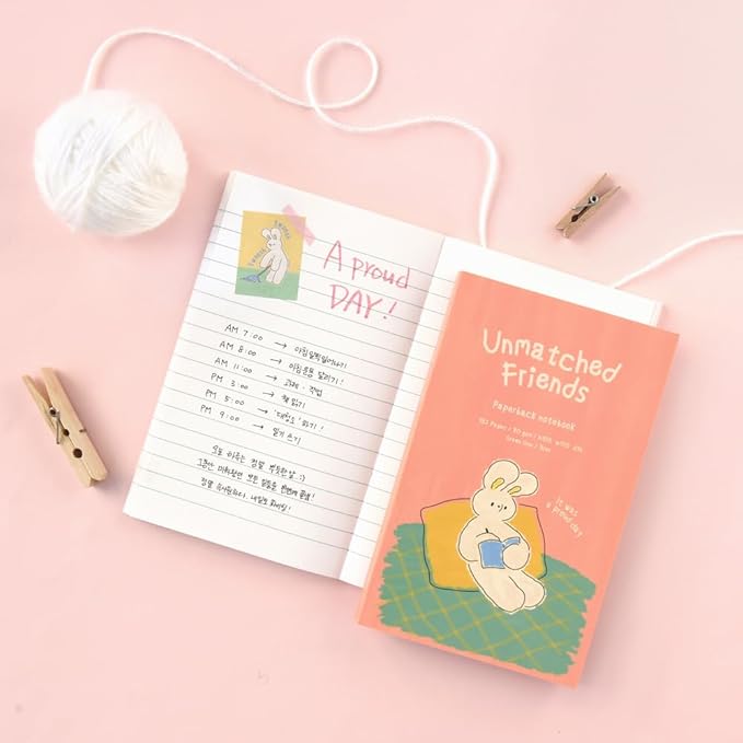 Monolike Unmatched Friends Paperback Line Notebook - 05. A proud day_Design note, Mini note, Simple note, Notebook, 192 Pages, 4.13x6.69