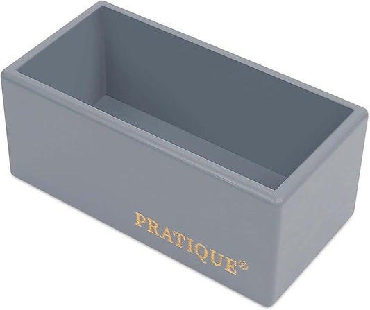 PRATIQUE Bamboo Drawer Organizer - Kitchen Utensil Organizer Silverware Tray Cutlery Holder，Office Desk Supplies and Accessories,5.9 * 3 * 2.6,Grey