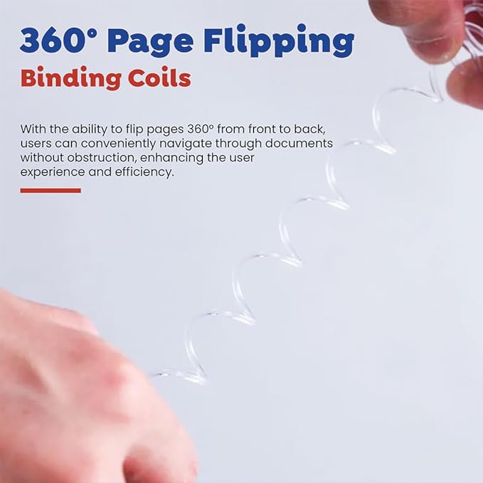 TruBind 12mm (15/32 in.) Spiral Binding Coils for Reports, Presentations and Proposals | 4:1 Pitch | 12 in. Length | Clear | 92 Sheets Binding Capacity | 100 Pack