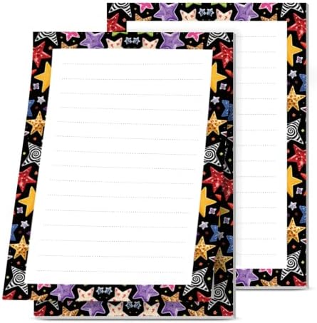 2 Pack Lined Sticky Notes 4x6 in, Cute Self-Stick Notepads with Lines, Large Memo Pads Strong Adhesive for Office, Home Cute Colorful Stars