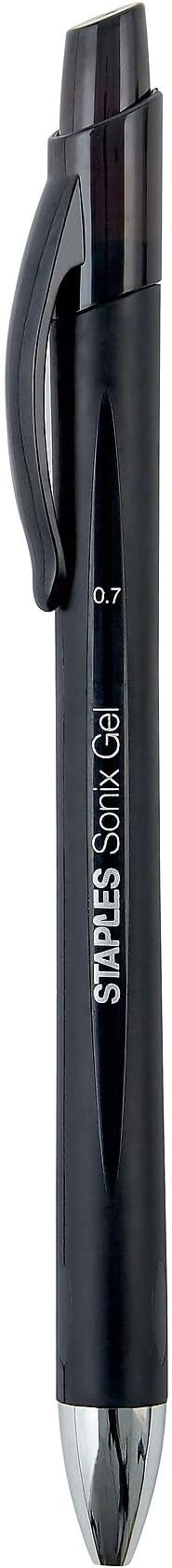 Staples Sonix Retractable Gel Pens, Medium 0.7mm, Black Ink, 36-Pack | Smooth-writing gel pens for office and classroom everyday use.