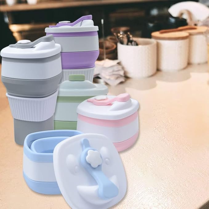 2 Pack Collapsible Coffee Cups Travel Mugs with Leakproof Lids for Hot & Cold Drinks – 10oz (300ml)