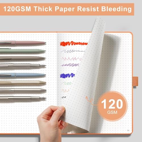 AHGXG Dotted Journal Notebook, 160 Numbered Pages, A5 Size (5.7'' x 8.3'')