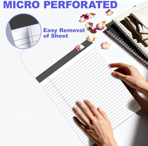 3 Pack White Legal Pads 8.5 x 11 Inch, Wide Ruled Notepads Lined Memo Note Pads, 8.5x11 Inch Micro Perforated Writing Pads 30 Sheets Per Pad for Work Study Daily Note Taking List