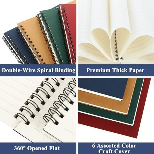 MIVIDE 24 Pack A5 Spiral Notebook, 8.3 x 5.7 Inch, 6 Color, 120 pages /60 sheets Hardcover Spiral Lined Notebook Journal, Lined Travel Bulk Writing Paper Notebook for School Business Office Supplies