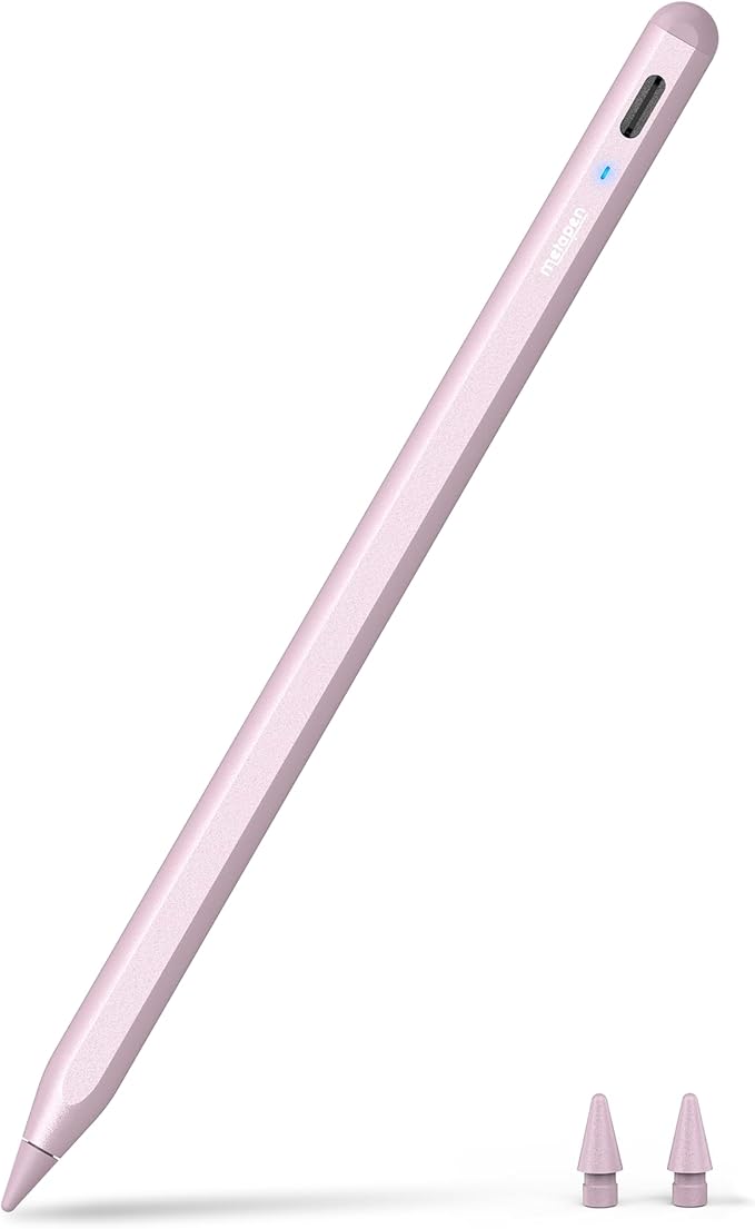 Metapen Pencil A8 for Apple iPad 2018-2026, (2X Faster Charge), Tilt Sensitivity, Pixel Precision, Stylus Pen for iPad 11/10/9/8/7/6th Gen, Pro 12.9/11/13-inch M4, Air 3/4/5/M2/M3, Mini 5/6th, Pink
