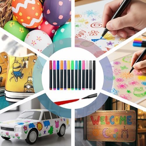 13 Colors Washable Marker Colouring Pens for Led Drawing Board, Felt Tip Paint Marker Pens Compatible with Colour books, Wet or Dry Erase Colouring Markers for Kids