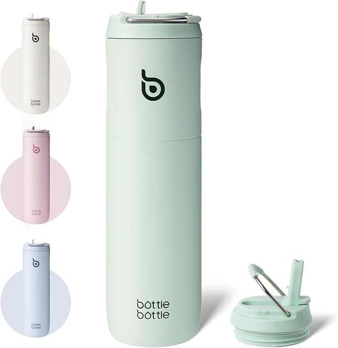 BOTTLE BOTTLE Insulated Water Bottle 24oz with Straw Lid and Handle Sports | for Travel Gym school,Stainless Steel Water Bottles,Double-Wall,Vacuum Metal,Leak Proof,BPA-Free