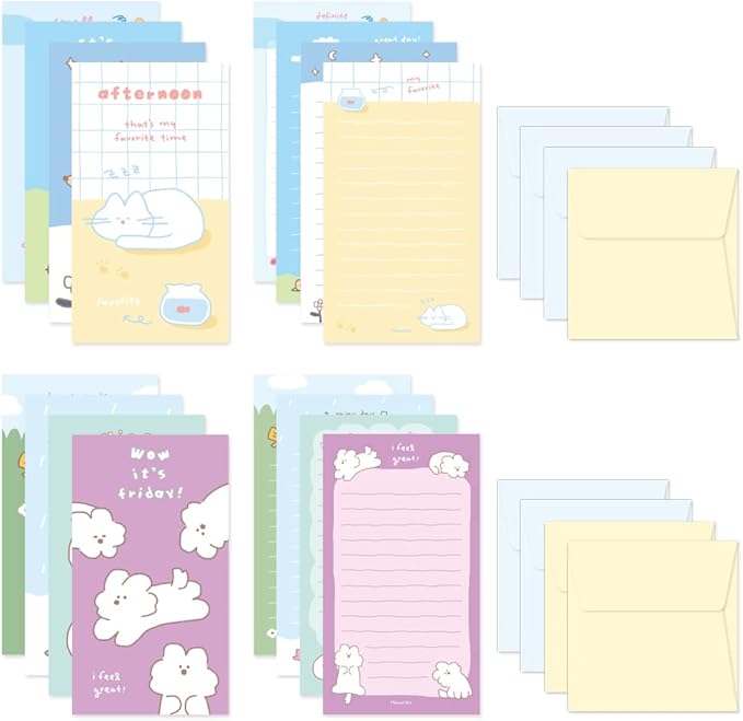 Monolike Story town Afternoon C Mini Letter Paper and Envelopes Set - 8Type, 32 Letter Paper + 16 Envelopes