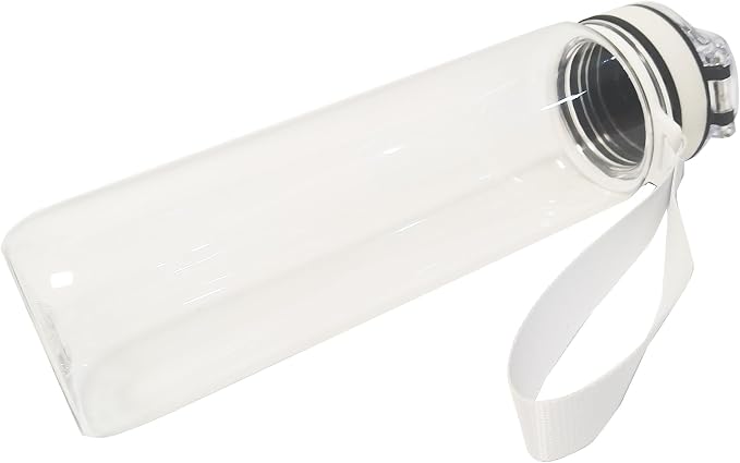 Clear Plastic Water Bottle | No Markings 32oz Chug Lid Sports Water Bottle | Leak Proof Re-Usable Flip Top Plastic Drinks Bottles for School, Office, Gym, Cycling, Exams (Clear-32oz)