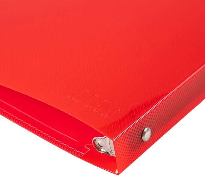 JAM PAPER Plastic 0.5 inch Binder - Red 3 Ring Binder - Sold Individually
