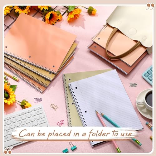 Teling 8 Pcs 1 Subject Spiral Notebook for Work College Ruled 8 x 10 1/2 Inch Spiral Journal Notebook 3 Hole Punched Paper Tear Line 70 Sheets Office School Study Supplies(Elegant Color,8 Pcs)