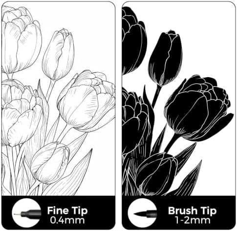 Artecho 12pcs Black Colors Dual Tip Markers for Drawing
