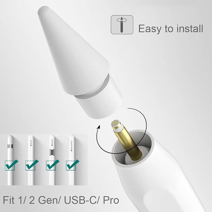 Replacement Tips for Apple Pencil 1st Generation/ 2nd Generation Tips, iPad Pencil Nibs Accessories for Apple Pen Pro/USB-C/ 1/2 Gen(8 Pack)