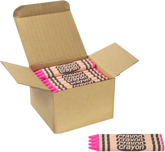 Lucky Art Pink Crayons Bulk - 80 Count Regular Size Single Color Crayon Refill, Non-Toxic Art Supplies for Teachers, Classrooms and School Projects