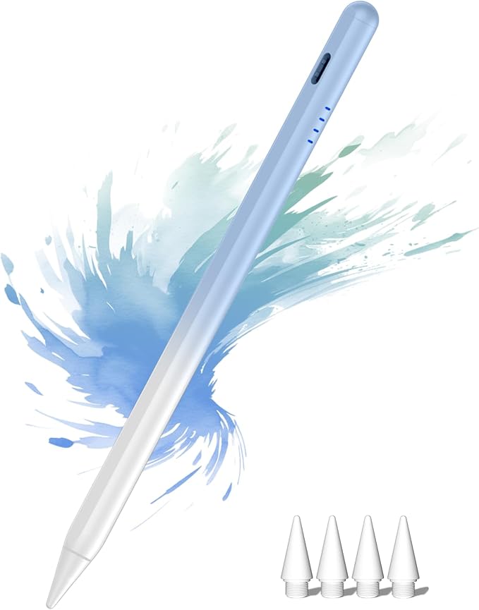 Stylus Pen for iPad 2018-2026, 2X Fast Charge Active Pencil with Palm Rejection, Compatible with Apple iPad 11(A16)/10/9/8/7/6, i-Pad Pro M4/12.9"/11", Air M3/M2/5/4/3, Mini 6/5-Gradient Blue