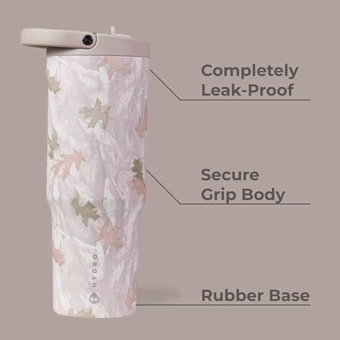 HydroJug Sport - Stainless Steel Tumbler with Straw, Vacuum Insulated, 40oz Leakproof Water Bottle, Ergonomic Design, Reusable, Dishwasher Safe, Rubber Base, Durable for Gym or Outdoors, Camo