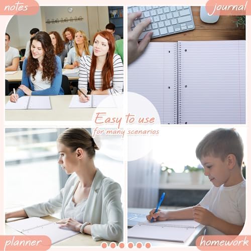 Teling 8 Pcs 1 Subject Spiral Notebook for Work College Ruled 8 x 10 1/2 Inch Spiral Journal Notebook 3 Hole Punched Paper Tear Line 70 Sheets Office School Study Supplies(Bright Color,8 Pcs)