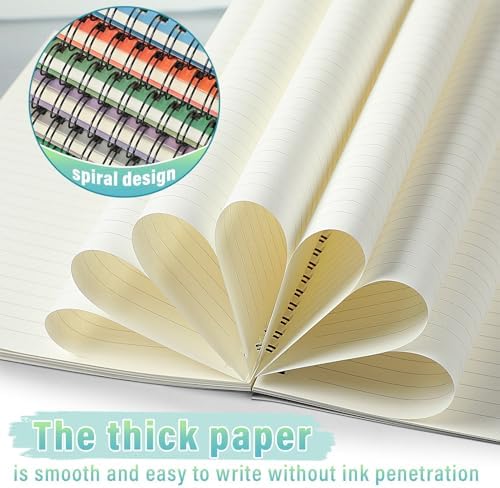 Fuutreo 6 Pack Spiral Notebook 10.5x7.45 Notebook,Gradient Color,Bright