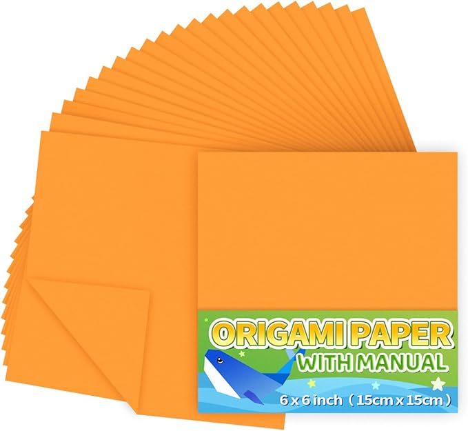 Praisebank Orange Origami Paper, 220pcs 6x6 inch, Double Sided Color, Origami Paper Kit for Crafts, Origami Kit.
