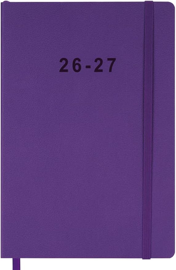 26-27 Academic Planner - Weekly and Monthly Planner, Jul 2026 - Jun 2027, Holidays, Contacts and Notes Pages, Vegan Leather Cover, Elastic Closure, 5.5”x8.25”, Purple