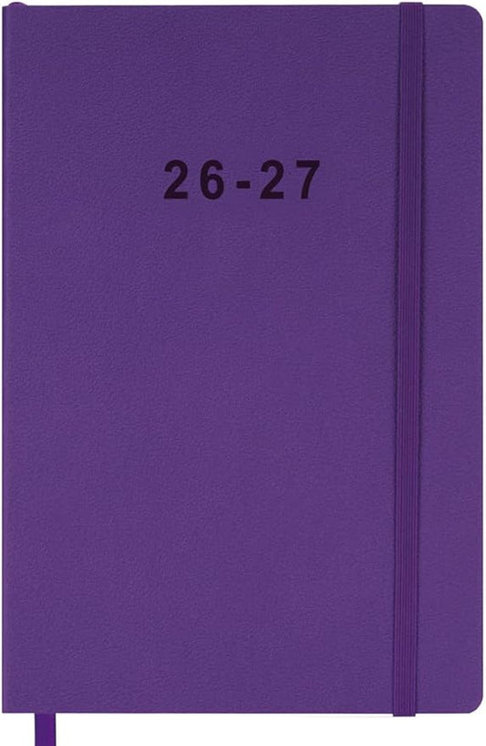 26-27 Academic Planner - Weekly and Monthly Planner, Jul 2026 - Jun 2027, Holidays, Contacts and Notes Pages, Vegan Leather Cover, Elastic Closure, 5.5”x8.25”, Purple