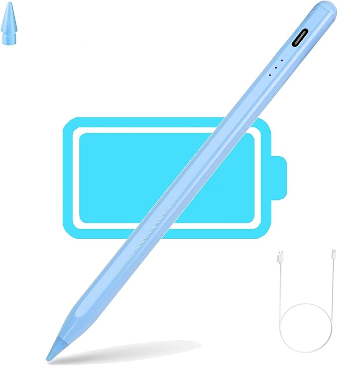 Stylus Pen for iPad 2018-2024, 20mins Fast Charge Pencil 2nd Generation, Tilt Sensitivity and Palm Rejection for iPad 6/7/8/9/10,iPad Pro 11"/12.9",iPad Air 3/4/5,iPad mini 5/6 (Blue)