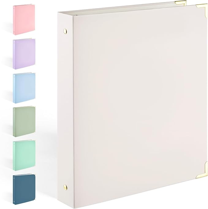 Sooez 3 Ring Binder 1 Inch with Foil Stamping & Metal Corner, Letter Size