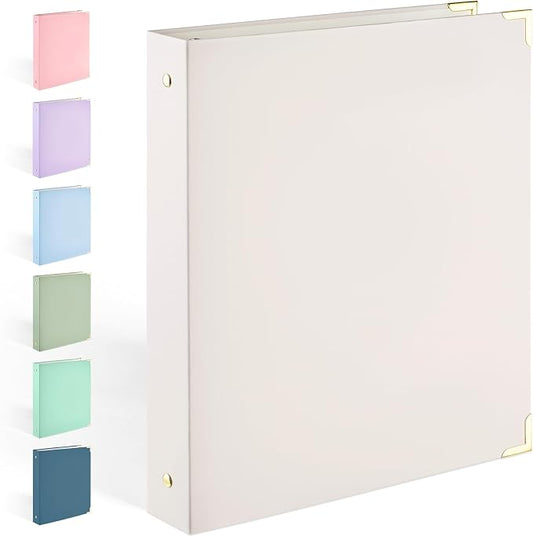 Sooez 3 Ring Binder 1 Inch with Foil Stamping & Metal Corner, Letter Size