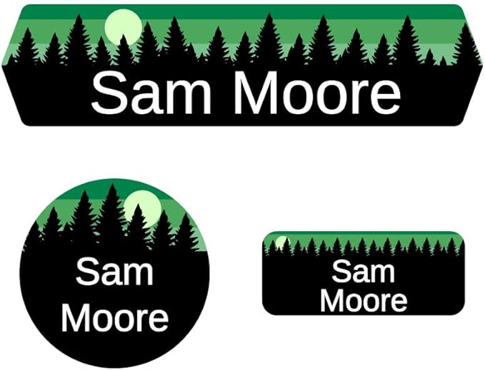 Name Bubbles - Kids Custom Name Labels for Daycare, School, Camp (144 Labels) - Personalized Waterproof Name Stickers for Clothes Tags, Lunch Boxes, Water Bottles, & School Supplies (Forest Sky)