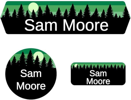 Name Bubbles - Kids Custom Name Labels for Daycare, School, Camp (102 Labels) - Personalized Waterproof Name Stickers for Clothes Tags, Lunch Boxes, Water Bottles, & School Supplies (Forest Sky)