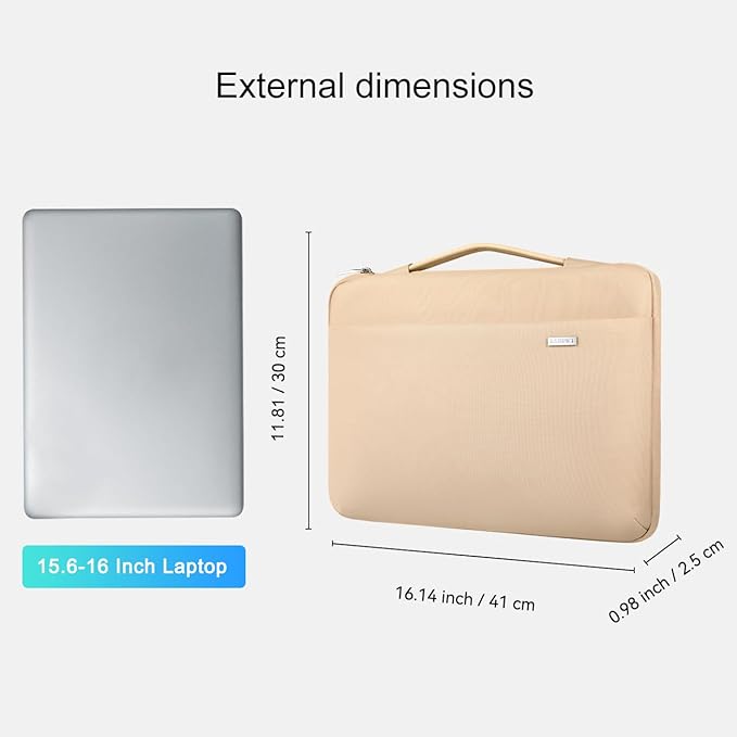 LANDICI 360°Laptop Sleeve Case 15.6 16 Inch Compatible with MacBook Pro 16 M1/M2/M3/M4 2019-2025, 15.6-16” Hp Dell Lenovo Acer Asus, Waterproof Computer Bag Cover with Handle, Apricot