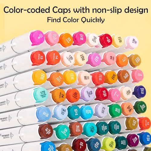 WELLOKB Alcohol Markers, 80 Colors Dual Brush Tip Double Tipped Art Marker Set for Artist Adults Coloring Illustrations for Book Painting, Card Making