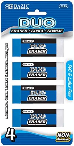 BAZIC Two-Tone Vinyl Eraser (4/Pack)