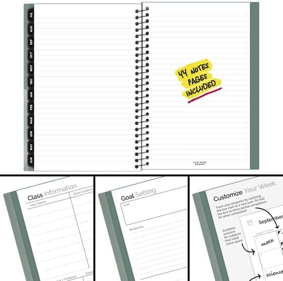 Five Star® Customizable Academic 2026-2027 Weekly Monthly Student Planner Plus Study App, Color May Vary, Small, 5 1/2" x 8 1/2"