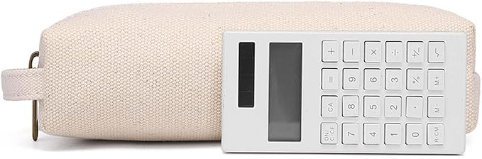 Pencil Case Soft Cotton Canvas Pencil Pouch Bag for Easy Carry Stylish and Durable for Pens and Pencils (Beige)