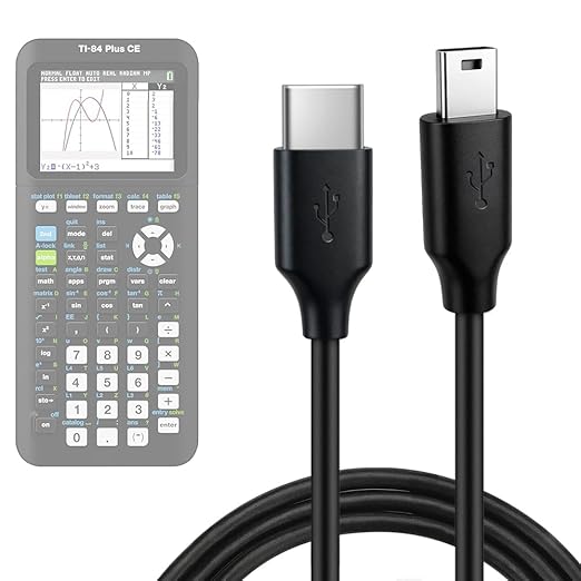 [Single Pack USB-C Charging Cable] Compatible with TI-84 Plus CE, TI-84 Plus C Silver, TI 89 Titanium, and TI Nspire CX graphing calculators. Texas Instruments (TI) Calculator Accessories.