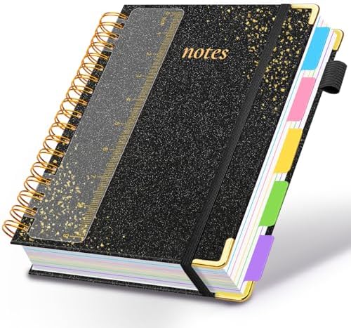 Hardcover Spiral Notebook with Tabs & Dividers, 8"x10" 5 Subject