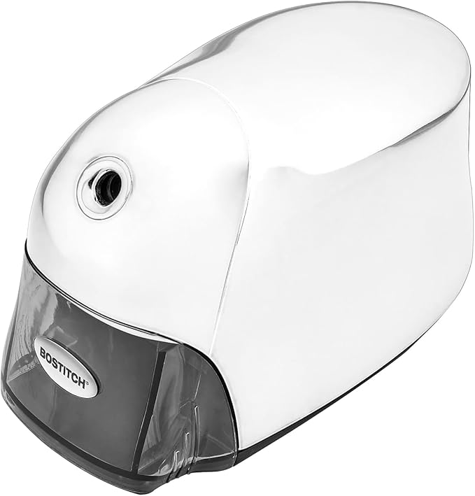 Bostitch Office QuietSharp Executive Heavy Duty Electric Pencil Sharpener, Colored-Pencil Compatible, Silver Chrome