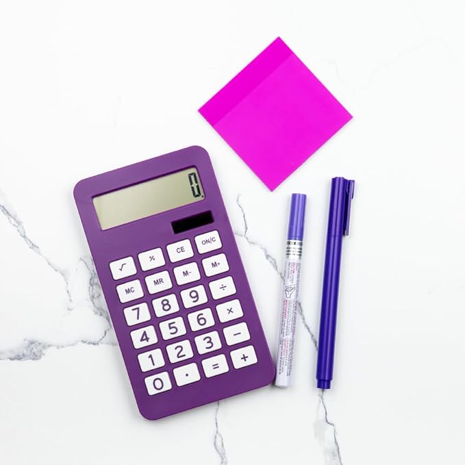 JAM PAPER Desktop Calculator - 10 Digit LCD Display - 3 3/4 x 6 3/4 Inches - Purple - Sold Individually
