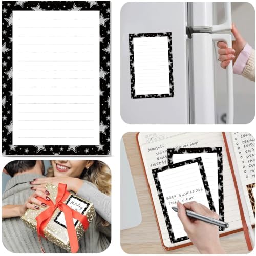 2 Pack Lined Sticky Notes 4x6 in, Cute Self-Stick Notepads with Lines, Large Memo Pads Strong Adhesive for Office, Home Black Stats