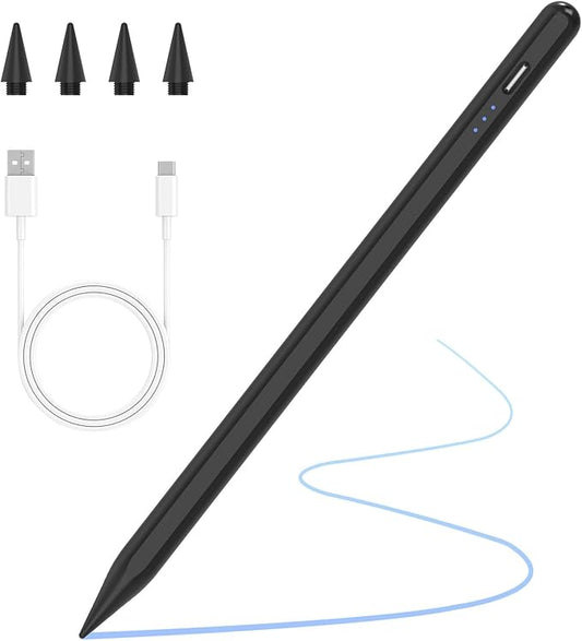 Stylus Pen for iPad 2018-2025 with Palm Rejection, Active Pencil for iPad 10th/9th/8th/7th/6th Generation, for iPad Pro 11/12.9 inch, for iPad Air 5th/4th/3th Gen, for iPad Mini 6th/5th Gen (Black)