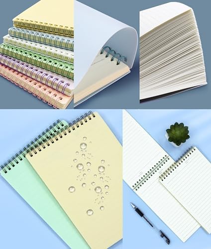 4pcs Steno Spiral Notebooks Top Bound 160 Pages Ruled Steno Pads A5 Thick Plastic Covers 5.5x8.3 inch for Writing Notes in Lists, Office, Home (A5 4pcs Ruled)