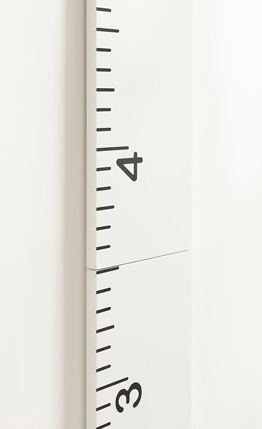 Kate and Laurel Modern 6.5-Foot Growth Chart Wooden Wall Ruler; 8 x 72; White; Decorative Wall-Mounted Height Chart for Kids for Use as Nursery or Children's Bedroom Decor