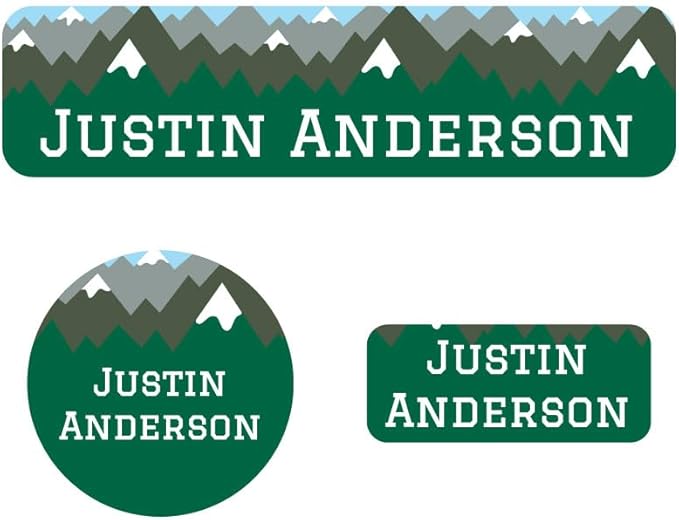 Name Bubbles - Kids Custom Name Labels for Daycare, School, Camp (144 Labels) - Personalized Waterproof Name Stickers for Clothes Tags, Lunch Boxes, Water Bottles, & School Supplies (Mountain Top)