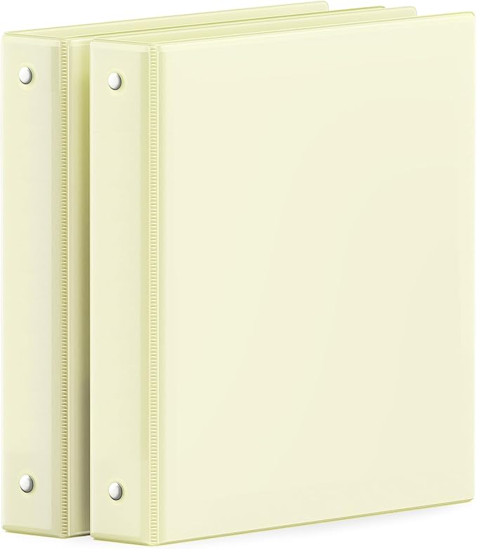SUNEE 3 Ring Binder 1.5 Inch 2 Pack, Clear View Binder Three Ring PVC-Free (Fit 8.5x11 Inches) for School or Office Supplies, Yellow