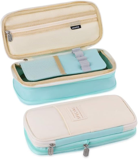 iSuperb Foldable Pencil Case Zipper Big Capacity Aesthetic Canvas Pencil Pouch Compartments Stationery Organizers Pen Bag for Kids Girls Boys Teen Child Student School Supplies Makeup Bags