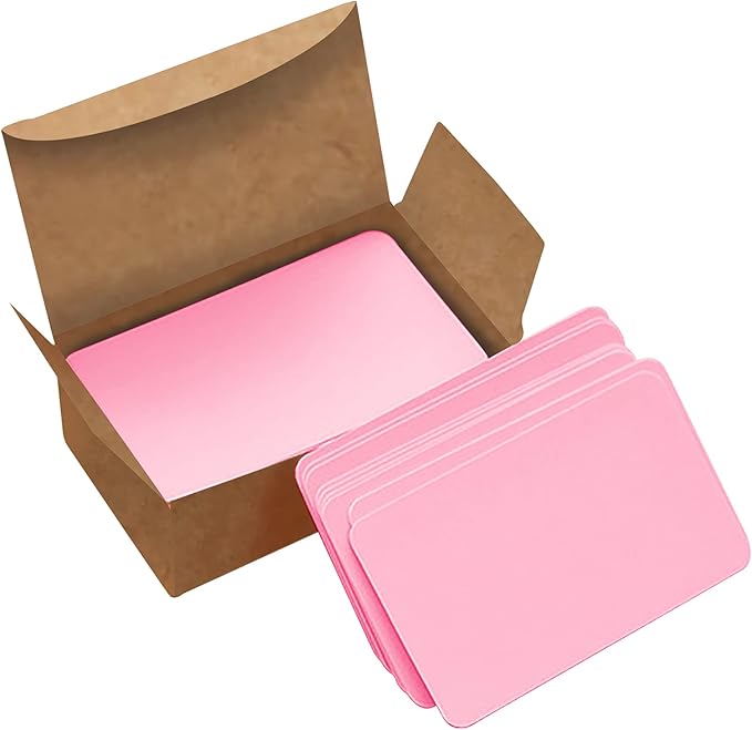 VANRA 300PCS Small Blank Index Cards 3.5x2 inches Note Cards Study Flash Cards, Word Message Gift DIY Cards Kraft Paper Tags (Pink, 300/Pack)
