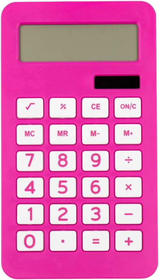 JAM PAPER Desktop Calculator - 10 Digit LCD Display - 3 3/4 x 6 3/4 Inches - Fuchsia Pink - Bulk 10/Pack