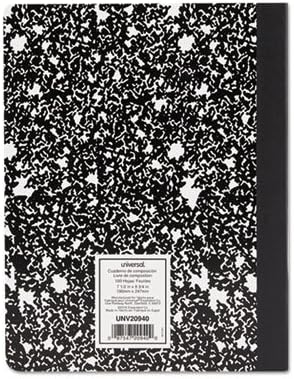 Universal Composition Book, College Rule, 9 3/4 x 7 1/2, White, 100 Sheets (UNV20940)